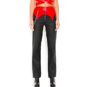 I AM GIA Stone Pants Black Red XS